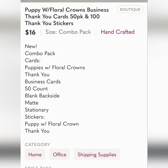 Puppy W/Floral Crowns Business Thank You Cards 50pk & 100 Thank You Stickers - Picture 11 of 11